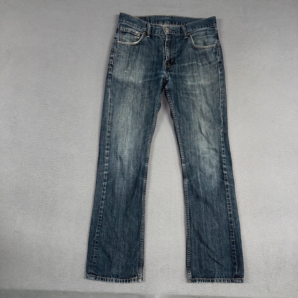 Levis Jeans Mens 32x34 Blue 527 Slim Bootcut Stretch Distressed Denim Cowboy